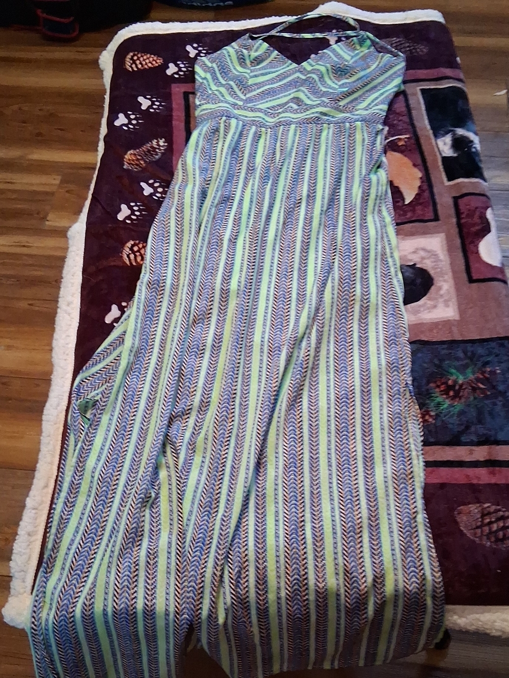 Pink Owl Striped Maxi Dress in Blue & Green
